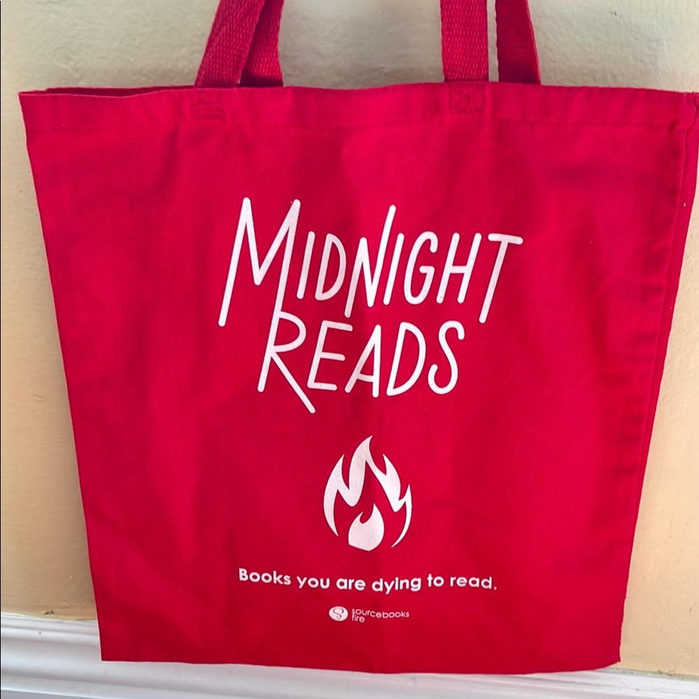 Midnight Reads Sourcebooks Red Cotton Tote Bag